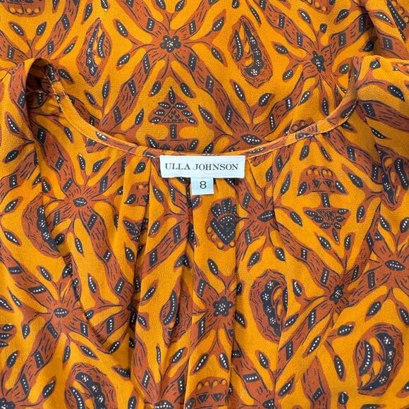 Ulla Johnson Anika Dress Ochre Silk Ruffle Size 8 - Picture 9 of 12